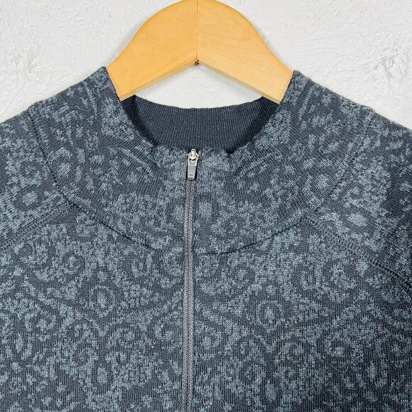 Cynthia Rowley Knit Mock Neck Sheath Dress Long Sleeve Jacquard Black - M - Picture 3 of 5